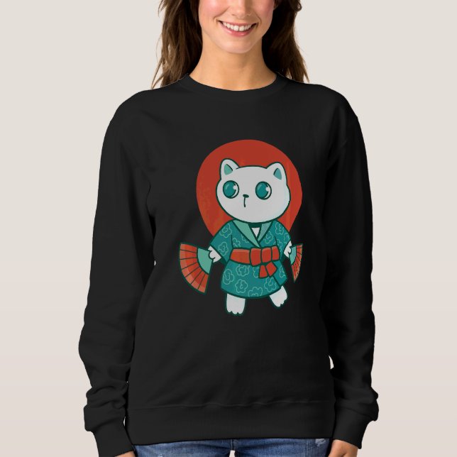 Yukata Japanese Cat Sweatshirt (Vorderseite)