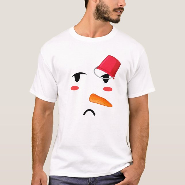 Yukidaruma Snowman-Gesicht mit Carrot I Kawaii Ani T-Shirt (Vorderseite)