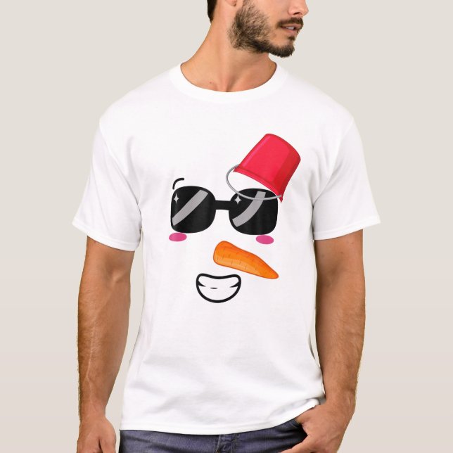 Yukidaruma Snowman-Gesicht mit Carrot I Kawaii Ani T-Shirt (Vorderseite)