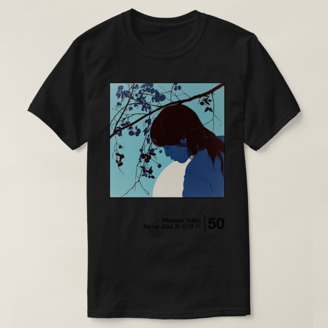 Yukio Mishima Ao no Jidai Minimal Style Graphic Ar T-Shirt (Design vorne)