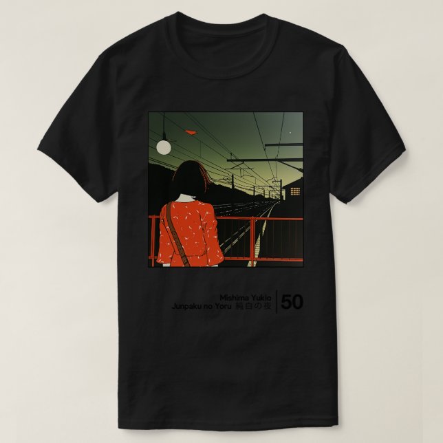Yukio Mishima Junpaku no Yoru Minimal Style Graphi T-Shirt (Design vorne)
