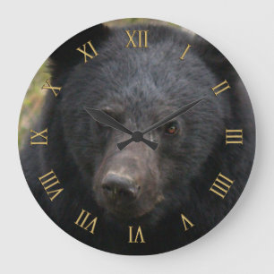 Yukon Black Bear & Wilderness Foto Art Große Wanduhr