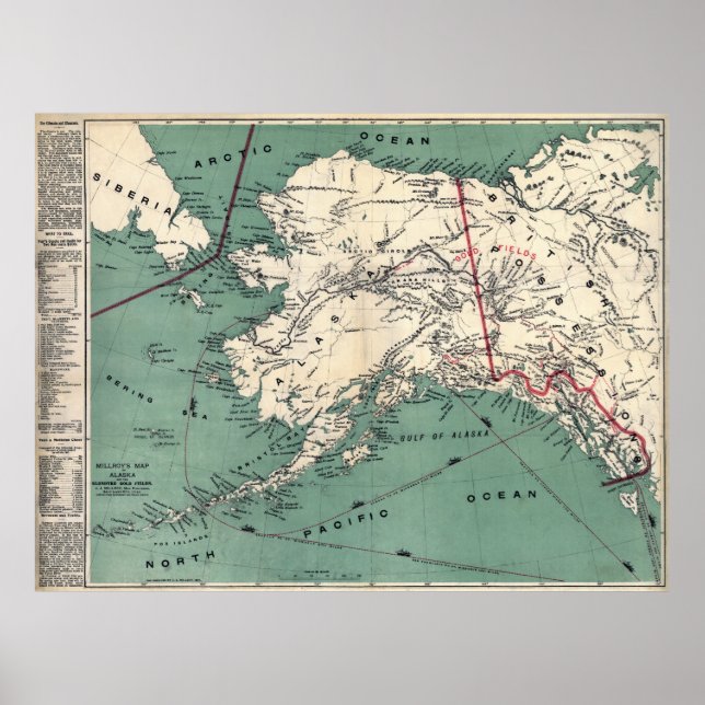 YUKON KLONDIKE GOLD RUSH MAP 1897 POSTER (Vorne)