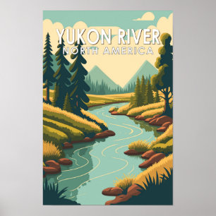 Yukon River North America Travel Art Vintag Poster
