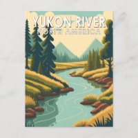 Yukon River North America Travel Art Vintag