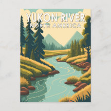 Yukon River North America Travel Art Vintag