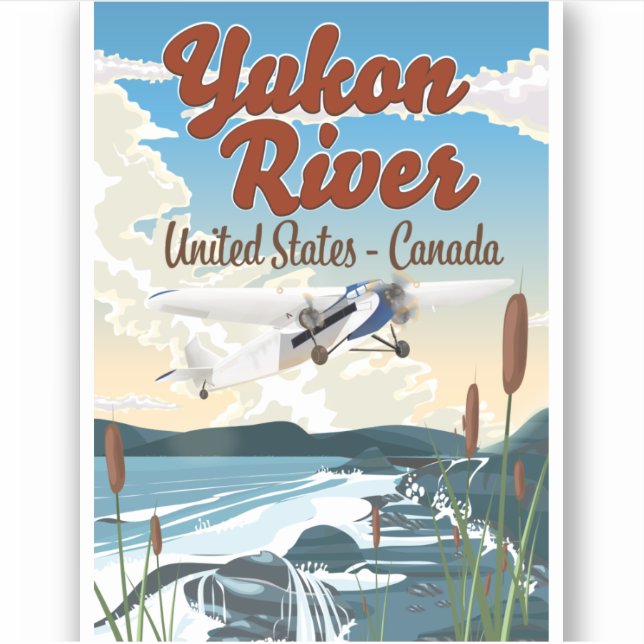 Yukon River USA Kanada Reiseplakat Aufkleber (Vorderseite)