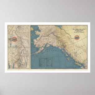 Yukon Territory Alaska Karte 1904 Poster
