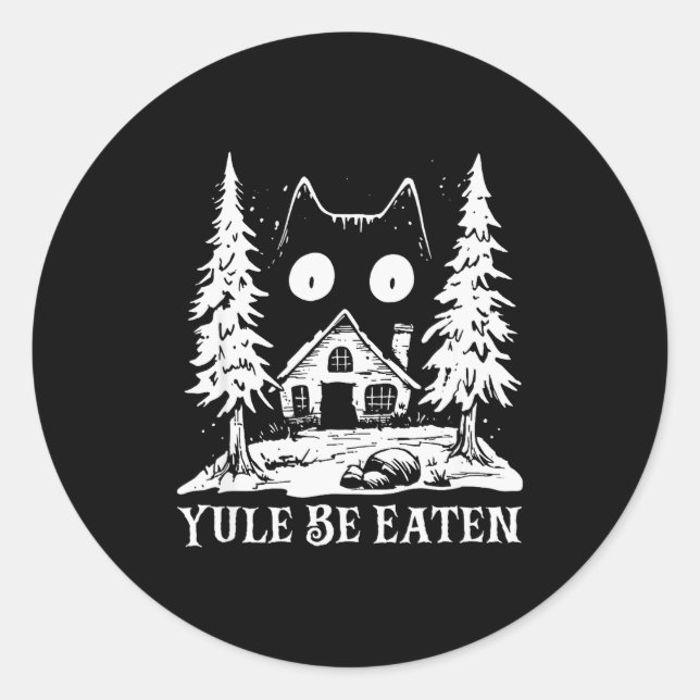 Yule Cat For Men Women Girls Kids  Runder Aufkleber (Vorderseite)