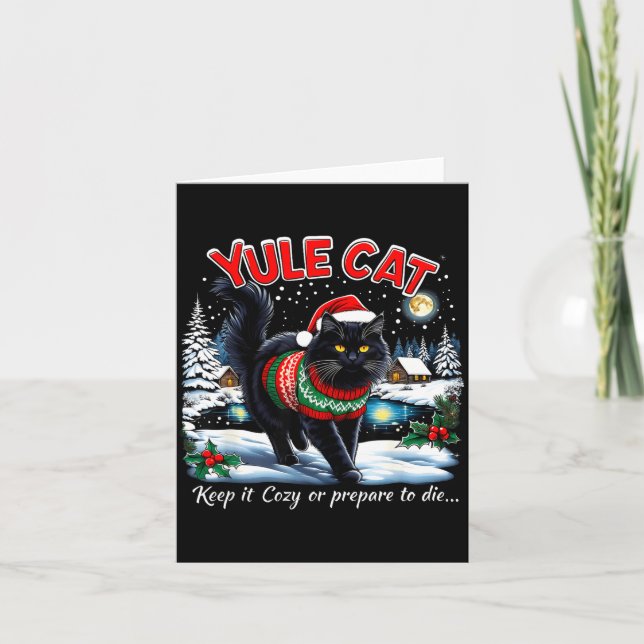 Yule Cat Keep It Cozy Funny Christmas Quote  Karte (Vorderseite)
