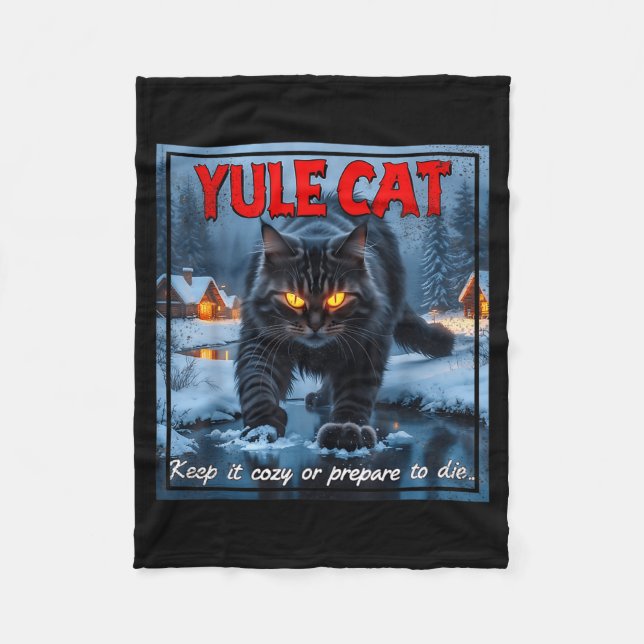 Yule Cat Keep It Cozy Funny Winter Quote  Fleecedecke (Vorderseite)