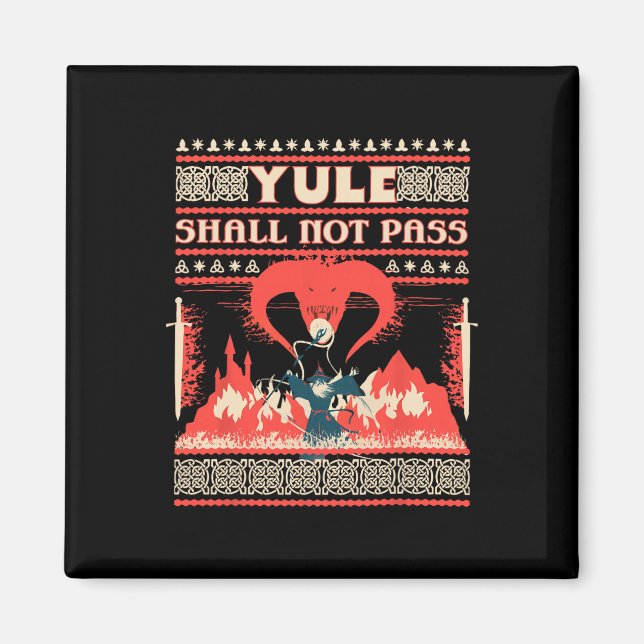 Yule Shall Not P Fantasy Wizard Holiday Pun Funny  Magnet (Vorne)