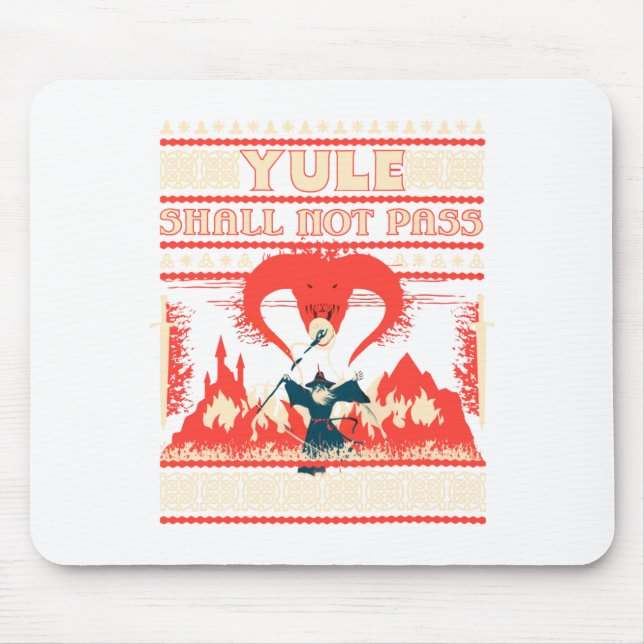 Yule Shall Not P Fantasy Wizard Holiday Pun Funny  Mousepad (Vorne)