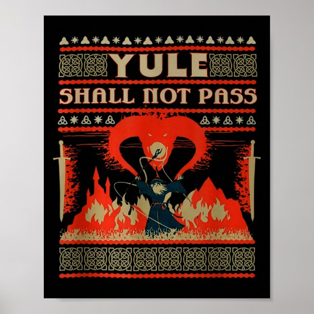 Yule Shall Not P Fantasy Wizard Holiday Pun  Poster (Vorne)