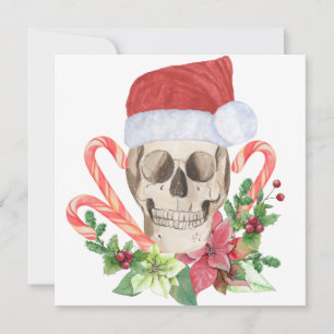 Yule-Totenkopf-Gothik-Weihnachts-Poinsettie-Zucker Feiertagskarte
