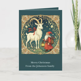Yule-Ziege und Jultomten Skandinavisches Weihnacht Karte