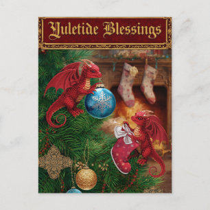 Yuletide Blessings Fantasy Dragon Weihnachten