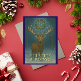 Yuletide Blessings Stag Acrylic Invitation Card Acryleinladungen