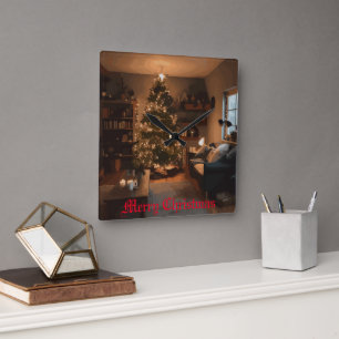Yuletide Charm Quadratische Wanduhr