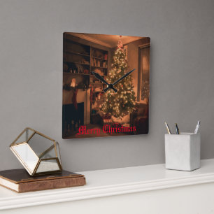 Yuletide Charm Quadratische Wanduhr
