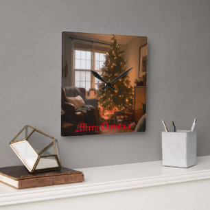 Yuletide Charm Quadratische Wanduhr