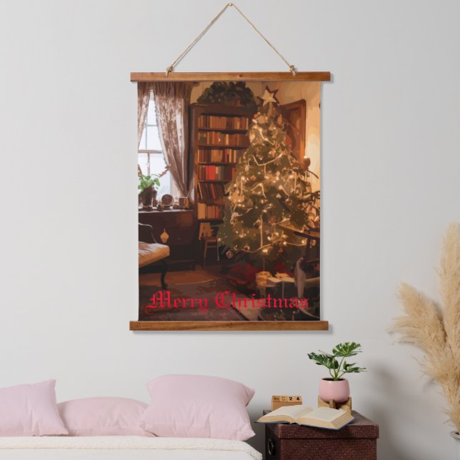 Yuletide Charm Wandteppich Mit Holzrahmen (Schlafzimmer)