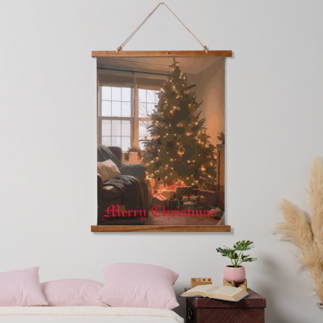 Yuletide Charm Wandteppich Mit Holzrahmen (Schlafzimmer)