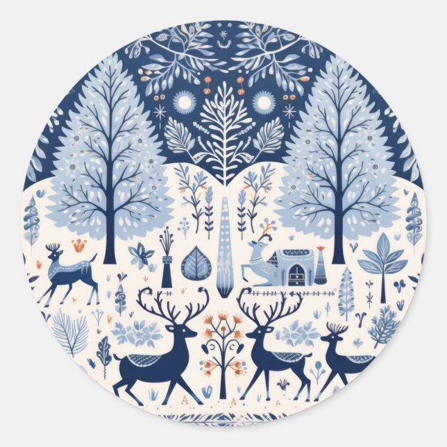 Yuletide Decor Runder Aufkleber (Vorderseite)