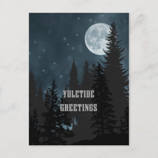 Yuletide Greetings - Weihnachten Moon Postkarte