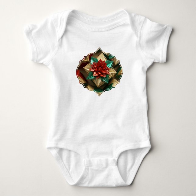 Yuletide Opulence: Goldene Weihnachtsdinge Baby Strampler (Vorderseite)