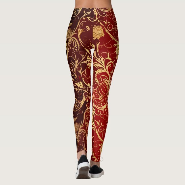 Yuletide Opulence: Goldene Weihnachtsdinge Leggings (Rückseite)
