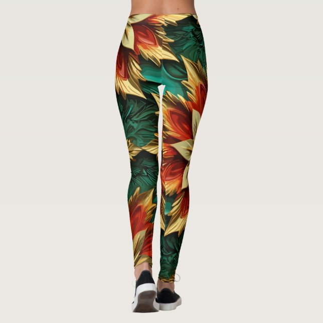 Yuletide Opulence: Goldene Weihnachtsdinge Leggings (Rückseite)