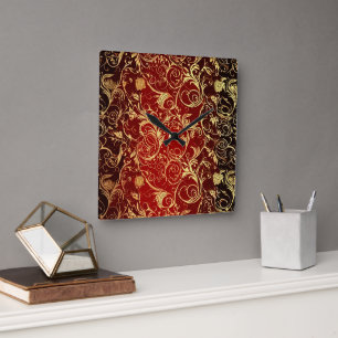 Yuletide Opulence: Goldene Weihnachtsdinge Quadratische Wanduhr
