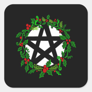 Yuletide Pentagramm-Aufkleber Quadratischer Aufkleber