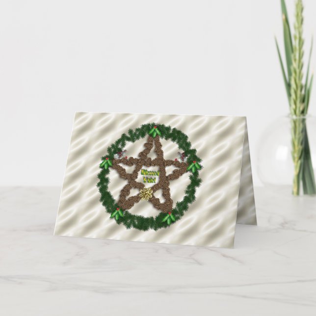 Yuletide Pentagramm Feiertagskarte (Vorderseite)