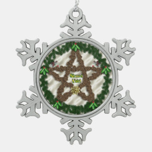 Yuletide Pentagramm Schneeflocken Zinn-Ornament