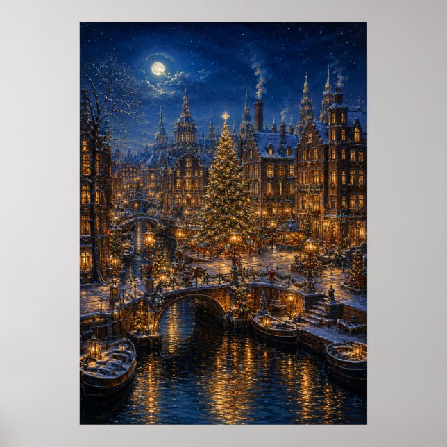 Yuletime Canal IV - Weihnachtsbaum Platz Poster (Vorne)