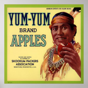 YUM YUM BRAND APPLES VINTAG CRATE ETIKETT POSTER