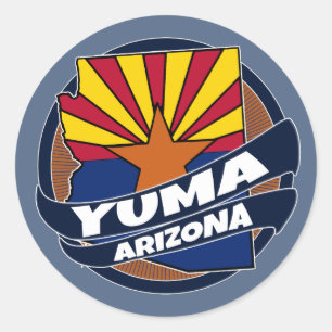 Yuma Arizona Fahne platzte rund Runder Aufkleber