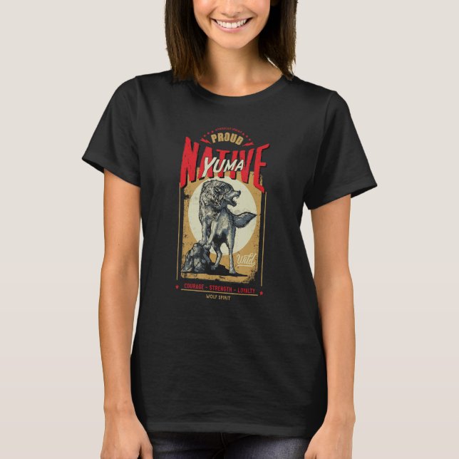 Yuma Native American Indian Born Wolf Spirit Retro T-Shirt (Vorderseite)