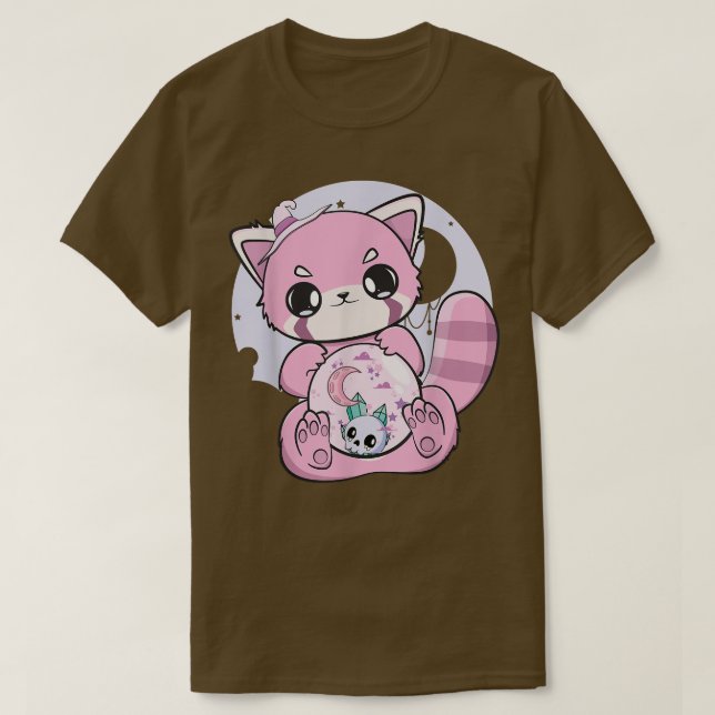 Yume Kawaii Red Panda Glass Sphere Fairy Kei Haraj T-Shirt (Design vorne)