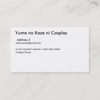 Yume kein Kaze Ni Cosplay, Adresse 2, milescanady… Visitenkarte