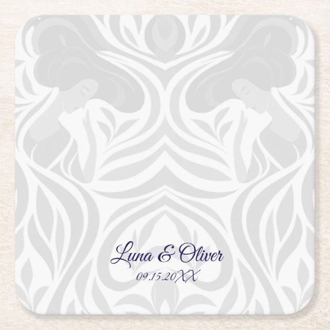 Yumeji Hirado Woman Art Coaster Rechteckiger Pappuntersetzer (Vorderseite)