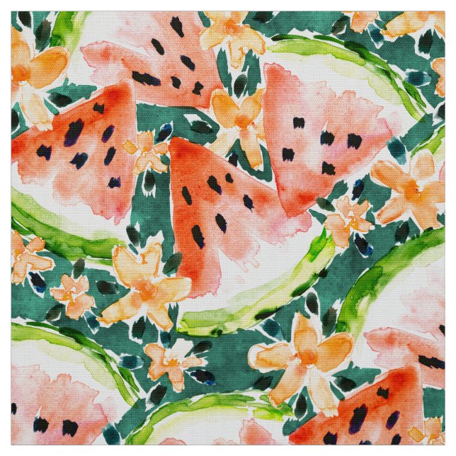 YUMMER SOMMER Aquarell-Wassermelonen Stoff (Muster)
