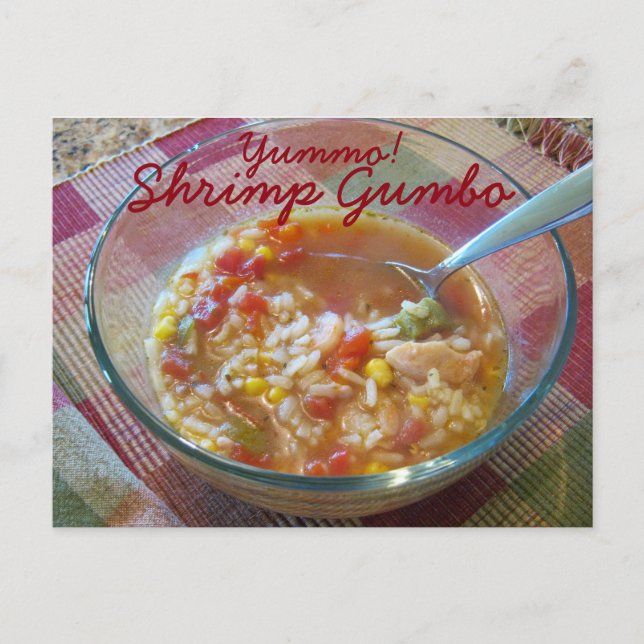Yummo Shrimp Gumbo-Rezept-Karte Postkarte (Vorderseite)