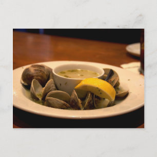 Yummy Bowl of Steamed Clams in Broth Postkarte