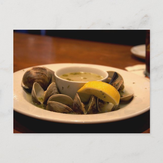 Yummy Bowl of Steamed Clams in Broth Postkarte (Vorderseite)