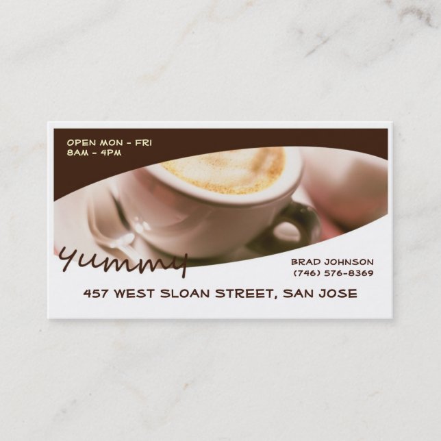 Yummy Coffee Business Cards Visitenkarte (Vorderseite)