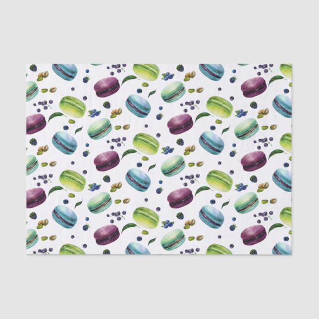 Yummy Colorful Macaroons & Berries Pattern Seidenpapier (Vorderseite)