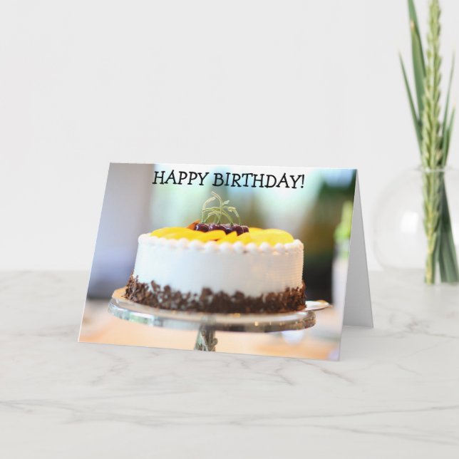 Yummy Cream Cake on Happy Birthday Card Karte (Vorderseite)